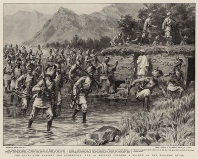 De Expeditie tegen de Bunerwals, de 1e Brigade steekt een Tak van de Barandu Rivier over door Frank Dadd